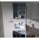 Monaco Modern 24″ Bathroom Vanity Set with Medicine Cabinet and Wood Legs, Metal Grey