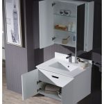 Monaco Modern 30″ Matte White Wall Mount Bathroom Vanity Set with Medicine Cabinet