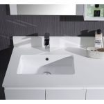 Monaco Modern 36″ Matte White Wall Mount Left Bathroom Vanity Set with Mirror and Wall Cabinet