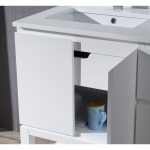 Monaco Modern 36″ Matte White Left Bathroom Vanity Set with Mirror, Wall Cabinet and Wood Legs