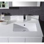 Monaco Modern 36″ Matte White Right Bathroom Vanity Set with Mirror, Wall Cabinet and Chrome Legs
