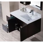 Monaco Modern 36″ Espresso Wall Mount Right Bathroom Vanity Set with Mirror and Wall Cabinet