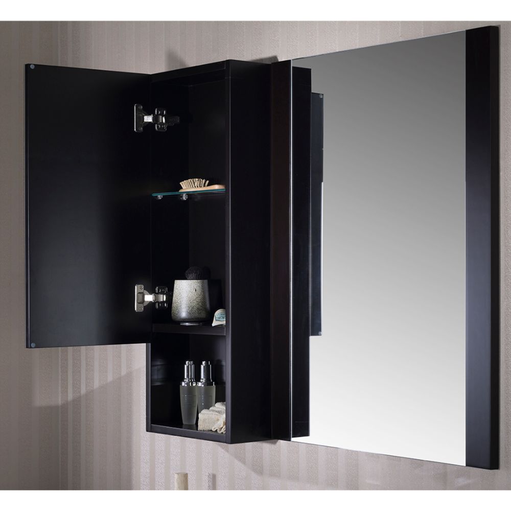 Monaco Modern 36" Espresso Wall Mount Right Bathroom Vanity Set with Mirror and Wall Cabinet