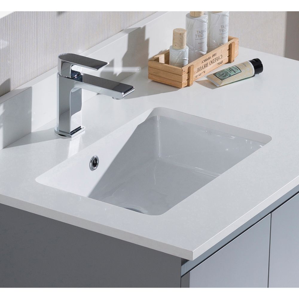Monaco Modern 36" Metal Gray Wall Mount Left Bathroom Vanity Set with Mirror and Wall Cabinet