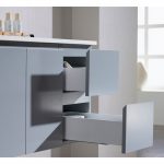 Monaco Modern 36″ Metal Gray Wall Mount Left Bathroom Vanity Set with Mirror and Wall Cabinet