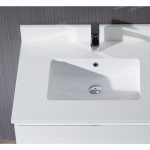 Monaco Modern 42″ Matte White Left Bathroom Vanity Set with Mirror, Wall Cabinet and Chrome Legs