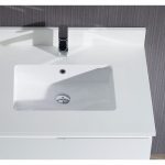 Monaco Modern 42″ Matte White Right Bathroom Vanity Set with Mirror, Wall Cabinet and Chrome Legs