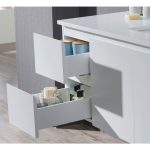 Monaco Modern 42″ Matte White Wall Mount Right Bathroom Vanity Set with Mirror and Wall Cabinet
