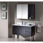 Monaco Modern 42″ Espresso Left Bathroom Vanity Set with Mirror, Medicine & Wall Cabinet and Chrome Legs