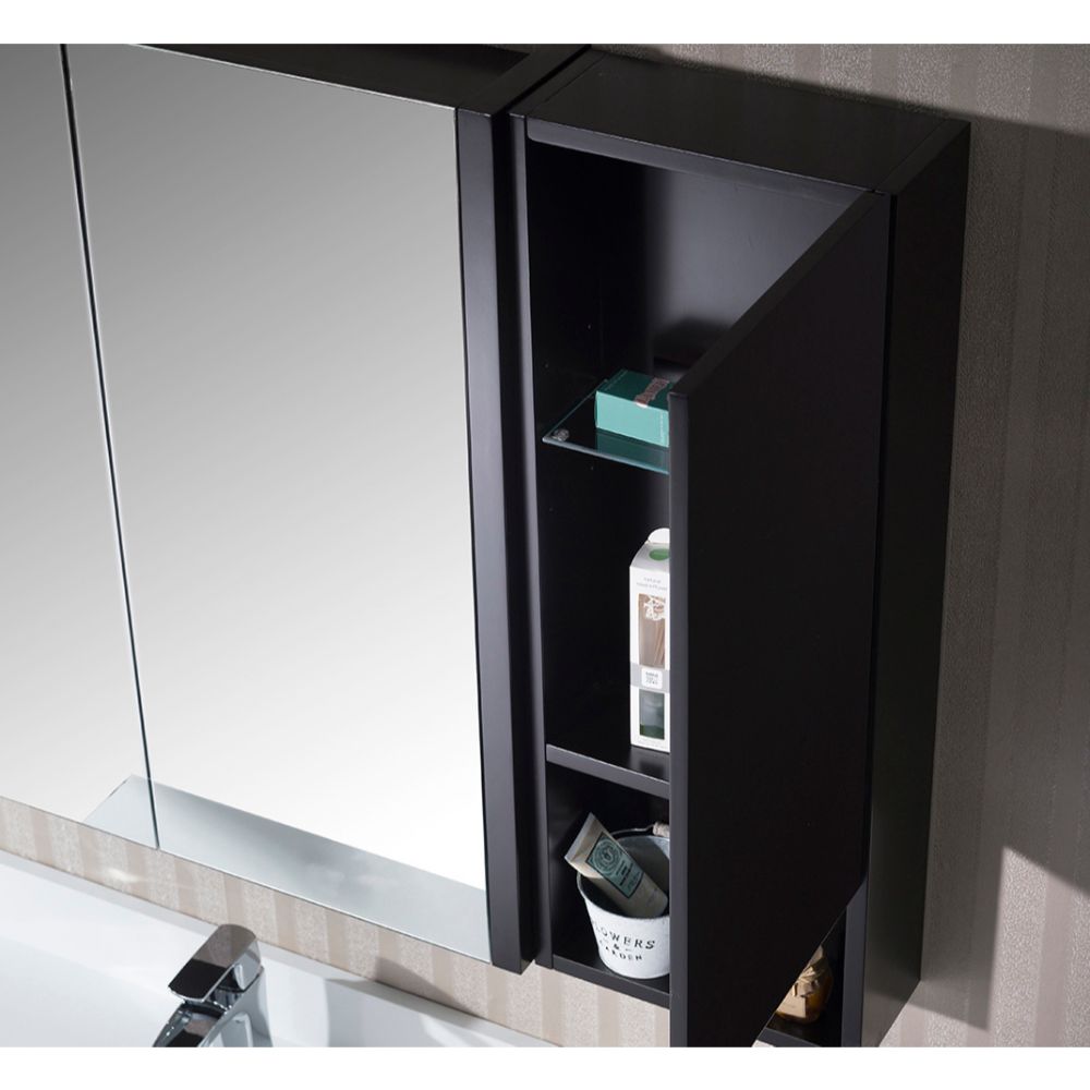 Monaco Modern 42" Espresso Left Bathroom Vanity Set with Mirror, Medicine & Wall Cabinet and Chrome Legs