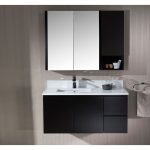 Monaco Modern 42″ Espresso Wall Mount Left Bathroom Vanity Set with Mirror and Wall Cabinet