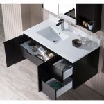 Monaco Modern 42″ Espresso Wall Mount Left Bathroom Vanity Set with Mirror, Medicine & Wall Cabinet