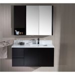 Monaco Modern 42″ Espresso Wall Mount Right Bathroom Vanity Set with Mirror and Wall Cabinet