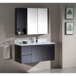 Monaco Modern 42″ Espresso Wall Mount Right Bathroom Vanity Set with Mirror and Wall Cabinet