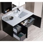 Monaco Modern 42″ Espresso Wall Mount Right Bathroom Vanity Set with Mirror and Wall Cabinet