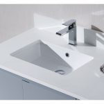 Monaco Modern 42″ Metal Gray Left Bathroom Vanity Set with Mirror, Wall Cabinet and Chrome Legs