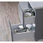 Monaco Modern 42″ Metal Gray Left Bathroom Vanity Set with Mirror, Wall Cabinet and Chrome Legs