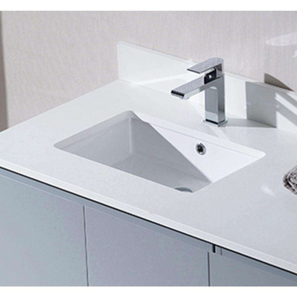 Monaco Modern 42" Metal Gray Wall Mount Left Bathroom Vanity Set with Mirror and Wall Cabinet