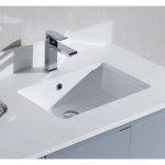 Monaco Modern 42″ Metal Gray Right Bathroom Vanity Set with Mirror, Wall Cabinet and Chrome Legs