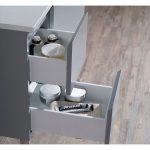 Monaco Modern 42″ Metal Gray Right Bathroom Vanity Set with Mirror, Wall Cabinet and Chrome Legs