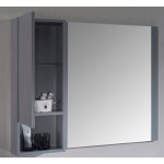 Monaco Modern 42″ Metal Gray Right Bathroom Vanity Set with Mirror, Wall Cabinet and Chrome Legs