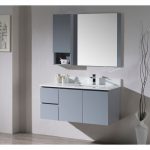 Monaco Modern 42″ Metal Gray Wall Mount Right Bathroom Vanity Set with Mirror and Wall Cabinet