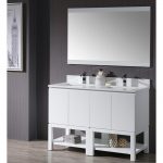Monaco Modern 48″ Matte White Double Bathroom Vanity Set with Mirror