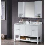Monaco Modern 48″ Matte White Bathroom Vanity Set with Mirror and Wall Cabinets