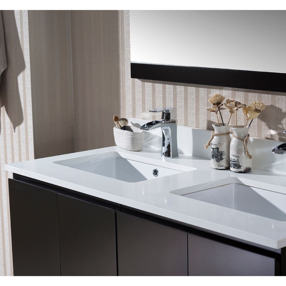 Monaco Modern 48" Espresso Double Bathroom Vanity Set with Mirror