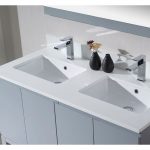 Monaco Modern 48″ Metal Gray Double Bathroom Vanity Set with Mirror