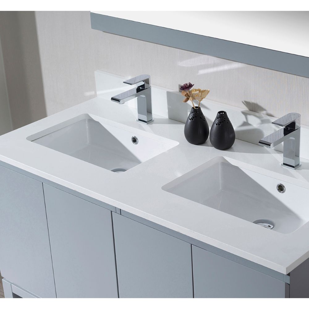 Monaco Modern 48" Metal Gray Double Bathroom Vanity Set with Mirror