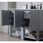 Monaco Modern 48″ Metal Gray Double Bathroom Vanity Set with Mirror
