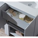 Monaco Modern 48″ Metal Gray Double Bathroom Vanity Set with Mirror