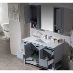 Monaco Modern 48″ Metal Gray Bathroom Vanity Set with Mirror and Wall Cabinets