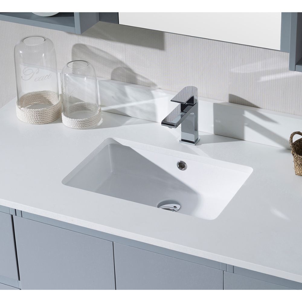 Monaco Modern 48" Metal Gray Bathroom Vanity Set with Mirror and Wall Cabinets