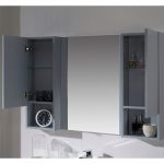 Monaco Modern 48″ Metal Gray Bathroom Vanity Set with Mirror and Wall Cabinets