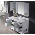 Monaco Modern 54″ Matte White Bathroom Vanity Set with Mirror and Wall Cabinets