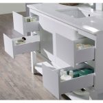 Monaco Modern 54″ Matte White Bathroom Vanity Set with Mirror and Wall Cabinets