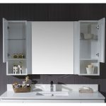 Monaco Modern 54″ Matte White Bathroom Vanity Set with Mirror and Wall Cabinets
