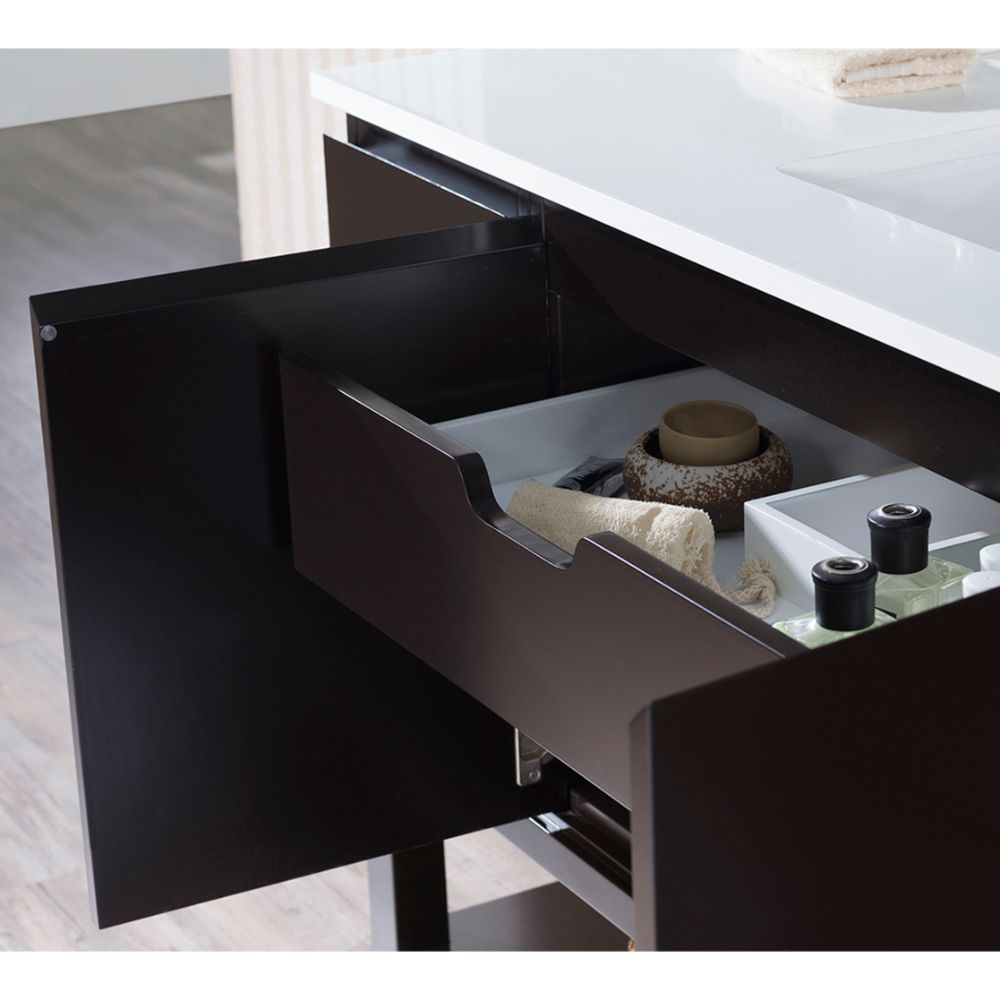 Monaco Modern 54" Espresso Bathroom Vanity Set with Mirror and Wall Cabinets