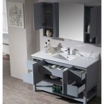 Monaco Modern 54″ Metal Gray Bathroom Vanity Set with Mirror and Wall Cabinets