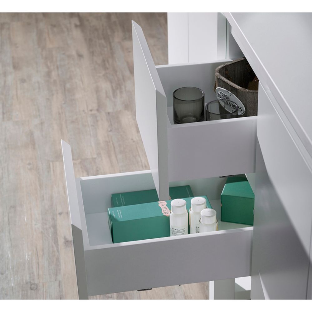 Monaco Modern 60" Matte White Double 24 Bathroom Vanity Set with Mirror and Wall Cabinet