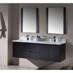 Monaco Modern 60″ Espresso Double 24 Wall Mount Bathroom Vanity Set with Mirror