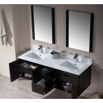 Monaco Modern 60″ Espresso Double 24 Wall Mount Bathroom Vanity Set with Mirror