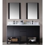 Monaco Modern 60″ Espresso Double 24 Wall Mount Bathroom Vanity Set with Mirror