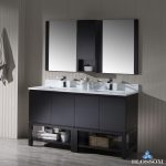 Monaco Modern 60″ Espresso Double 30 Bathroom Vanity Set with Mirror and Wall Cabinet