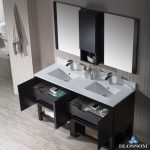 Monaco Modern 60″ Espresso Double 30 Bathroom Vanity Set with Mirror and Wall Cabinet