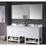Monaco Modern 72″ Matte White Double Bathroom Vanity Set with Mirror and Wall Cabinet