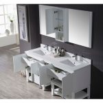 Monaco Modern 72″ Matte White Double Bathroom Vanity Set with Mirror and Wall Cabinet