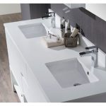 Monaco Modern 72″ Matte White Double Bathroom Vanity Set with Mirror and Wall Cabinet